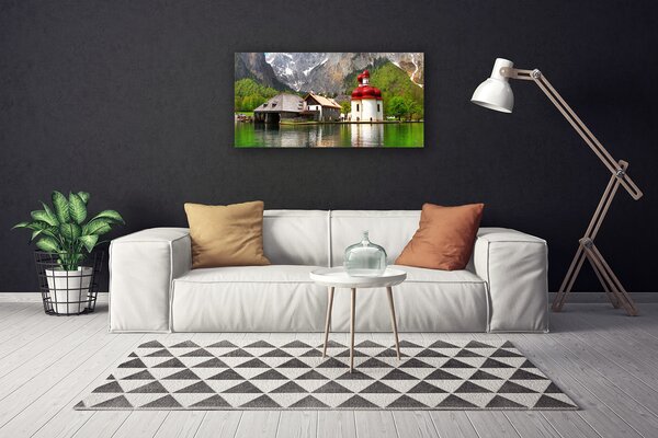 Obraz na plátne Hora strom dom krajina 100x50 cm