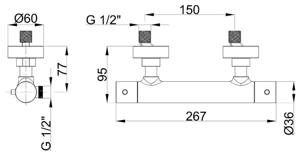 Invena Termora, termostatická sprchová batéria, čierna matná, INV-BT-N1-004-V