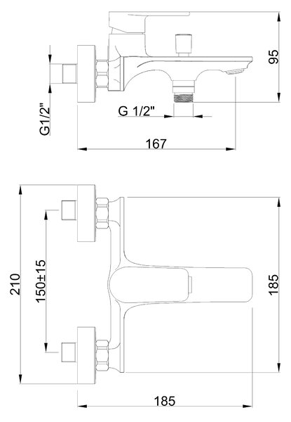 Invena Rikia, nástenná vaňová batéria, 150 mm, chrómová, INV-BW-24-101-A Leták: https://cloud.invena.pl/s/nnXaZKg3crBrRkz/download?path=%2FPliki%20do…