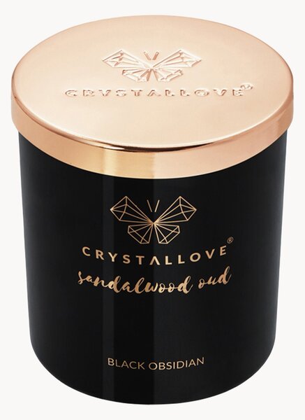 Sójová sviečka Sandalwood Oud Black Obsidian (Crystallove)