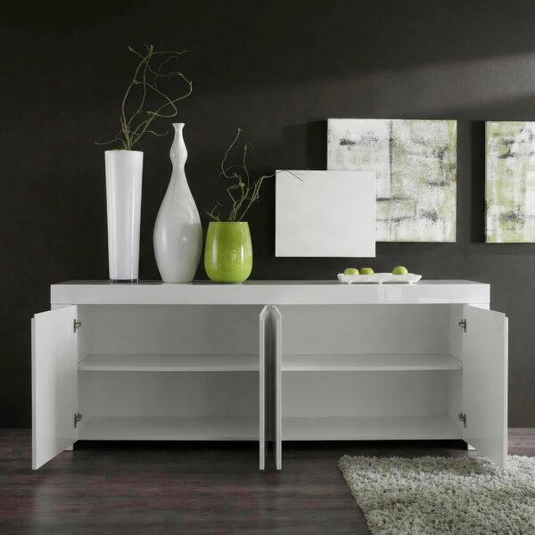 ŠIROKÁ KOMODA, biela s vysokým leskom, 210/84/50 cm MID.YOU - Online Only drobný nábytok, Online Only