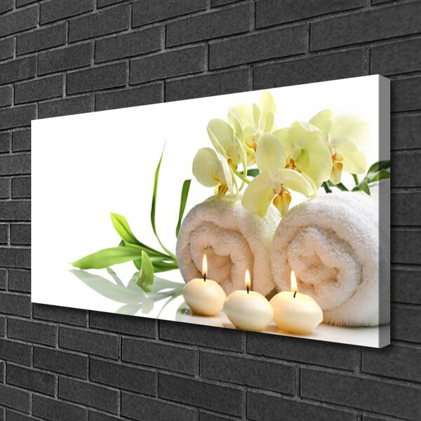 Obraz Canvas Kúpele uteráky sviece orchidea 100x50 cm