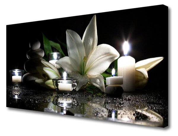 Obraz Canvas Ľalia sviečky kamene kúpele 100x50 cm
