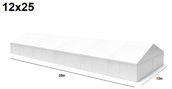 TENTino Veľkokapacitná párty stan 12x25 m PPS STAV: BAZAROVÝ BÍLÝ