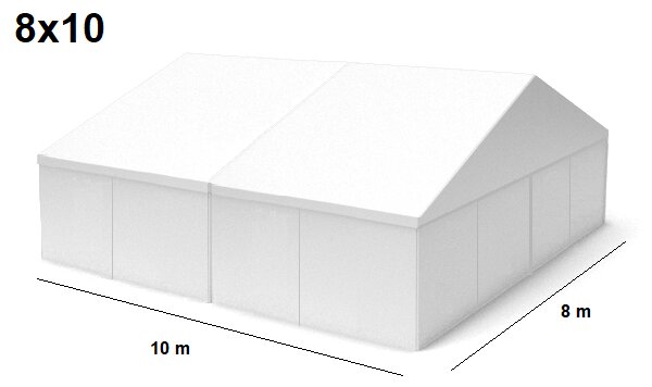 TENTino Veľkokapacitná párty stan 8x10 m PPS STAV: BAZAROVÝ BÍLÝ