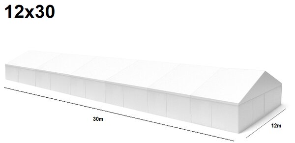 TENTino Veľkokapacitná párty stan 12x30 m PPS STAV: BAZAROVÝ BÍLÝ