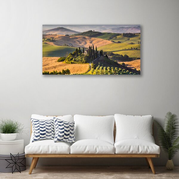 Obraz Canvas Príroda vrchoviny lúky domček 100x50 cm