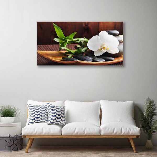 Obraz Canvas Kamene zen biela orchidea 100x50 cm