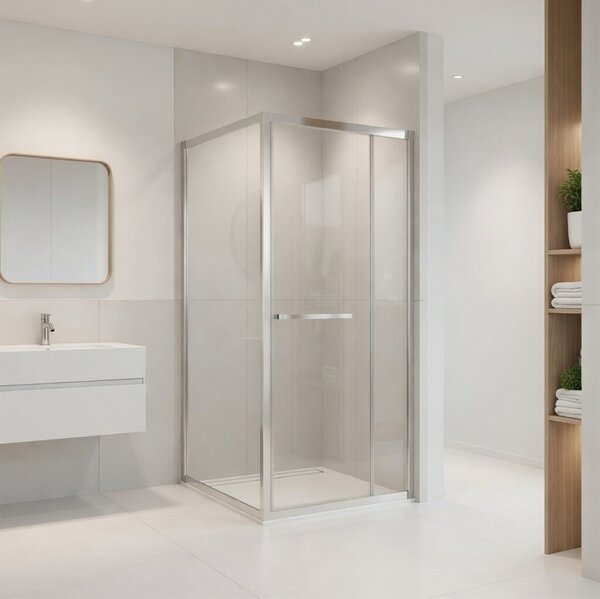 Novoterm Štvorcový sprchový kút NV-Heidi CHR SQ 80x80 chróm/transparent - bez vaničky