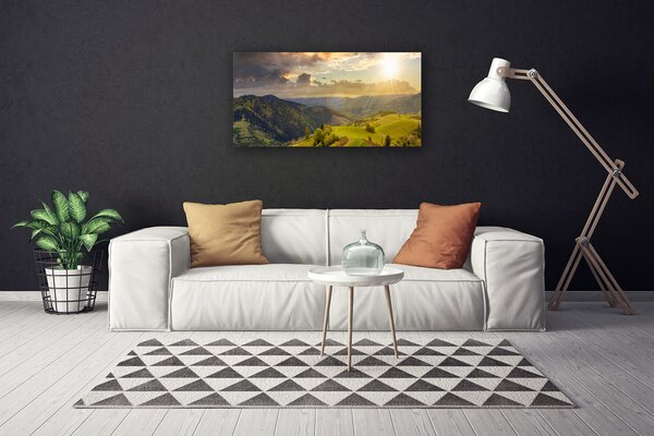 Obraz Canvas Hory lúka západ slnka 100x50 cm