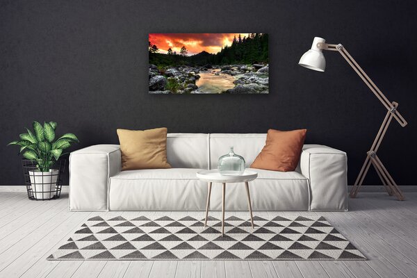 Obraz Canvas Jazero kamene les príroda 100x50 cm