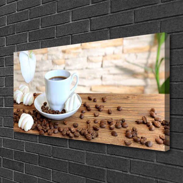 Obraz Canvas Hrnček káva zrnká kuchyňa 100x50 cm