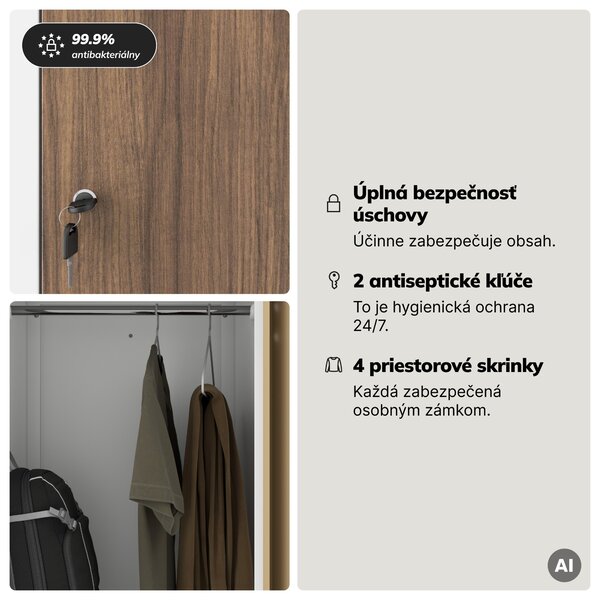 Šatníková skriňa typu L biela, orech, 800x1850x450 mm: JULIA Eco Design