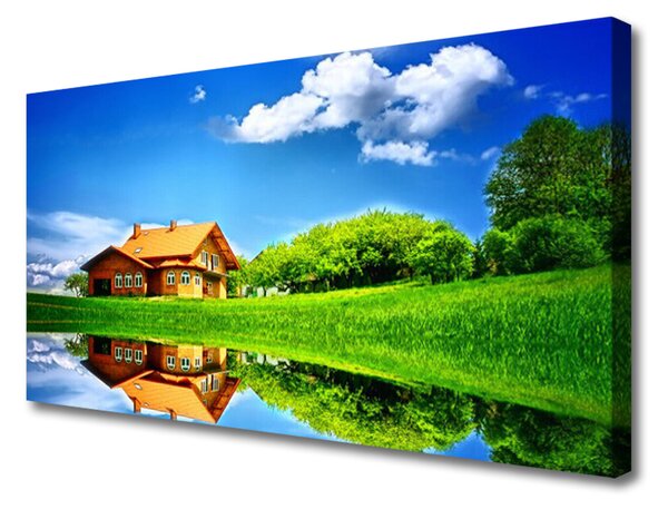 Obraz na plátne Dom jazero tráva príroda 100x50 cm