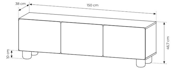 Stolík pod TV Arlo 150 cm - dub vicenza