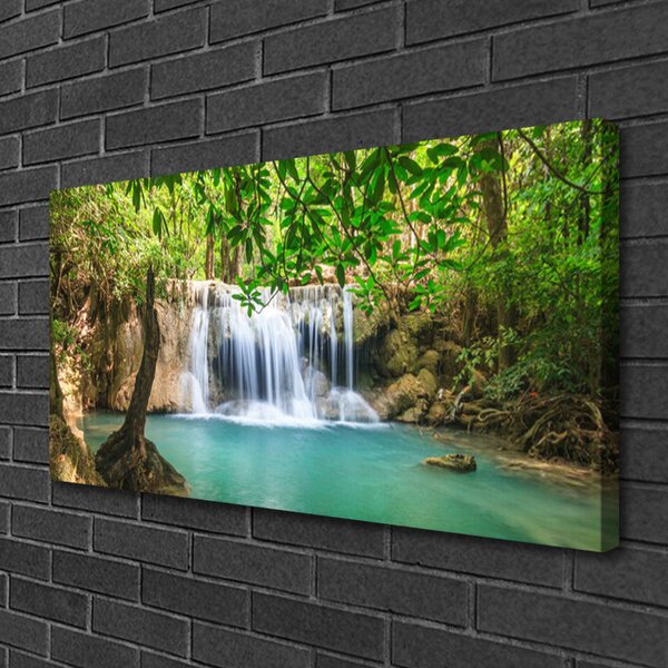 Obraz Canvas Vodopád jazero les príroda 100x50 cm