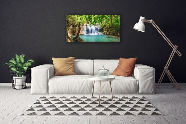 Obraz Canvas Vodopád jazero les príroda 100x50 cm