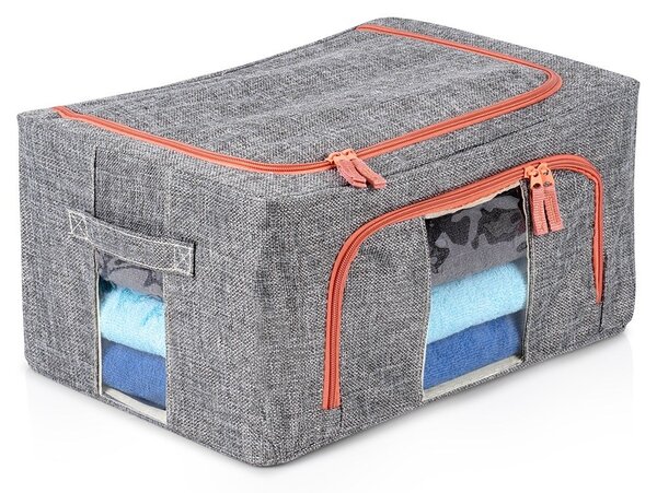 VILDE Látkový pevný box na uskladnenie textilu, sivý PILLOW 40x 30 x 20 cm (22l)