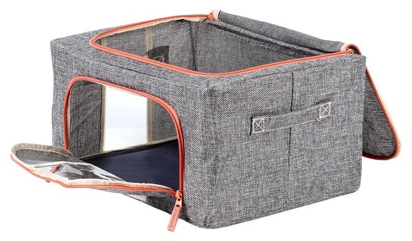 VILDE Látkový pevný box na uskladnenie textilu, sivý PILLOW 40x 30 x 20 cm (22l)