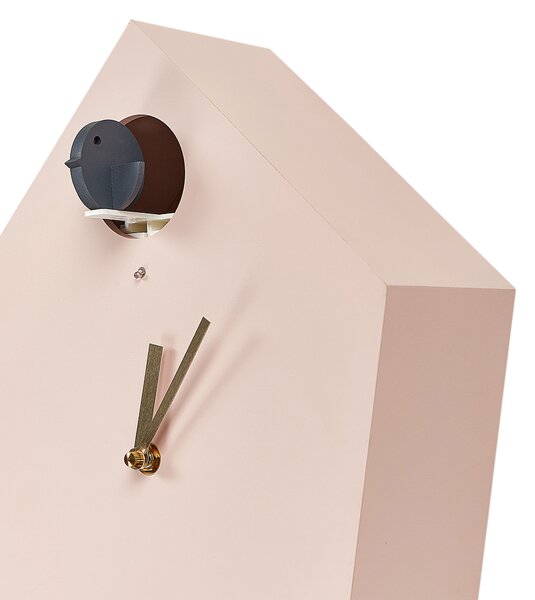 Nástenné kukučkové hodiny ružové MDF syntetický materiál 24 x 63 cm dizajn bez čísel s kyvadlom pre deti moderný štýl detská izba obývačka