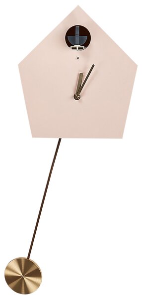 Nástenné kukučkové hodiny ružové MDF syntetický materiál 24 x 63 cm dizajn bez čísel s kyvadlom pre deti moderný štýl detská izba obývačka