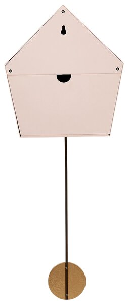 Nástenné kukučkové hodiny ružové MDF syntetický materiál 24 x 63 cm dizajn bez čísel s kyvadlom pre deti moderný štýl detská izba obývačka
