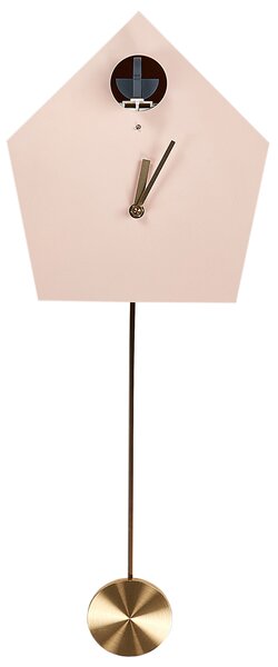 Nástenné kukučkové hodiny ružové MDF syntetický materiál 24 x 63 cm dizajn bez čísel s kyvadlom pre deti moderný štýl detská izba obývačka