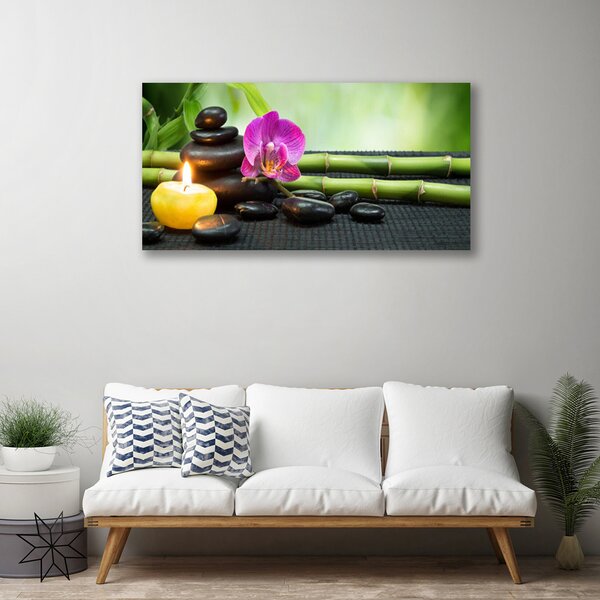 Obraz Canvas Bambus kvet kamene zen 100x50 cm