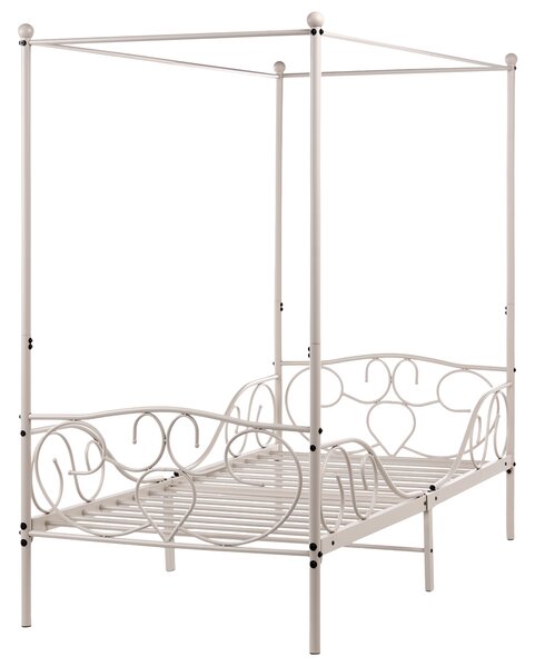 Posteľ s baldachýnom svetlobéžová kovový rám 90 x 200 cm retro dekoratívne čelo postele