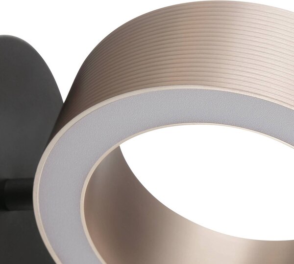 Brilliant LED nástenné svetlo Axion, čierna/hnedá, výška 20 cm, stmievateľné., Hnedá / hrdzavá, Obývacia izba / jedáleň, kov, Moderný