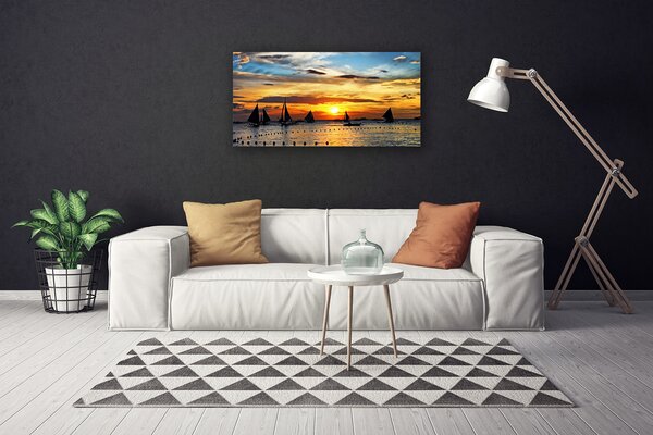 Obraz Canvas Loďky more slnko krajina 100x50 cm