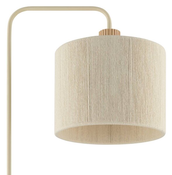 Brilliant Stojacia lampa Arlo, béžová, textil/drevo, výška 160 cm, E27, Krémová / jantárovo žltá, Obývacia izba / jedáleň, Textil / látka / hodváb, Moderný