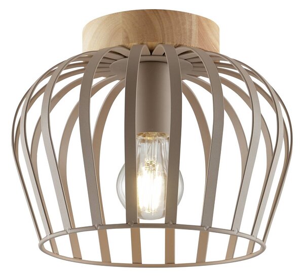 Brilliant Stropné svietidlo NORDIC CAGE, taupe, drevo, Ø 25 cm, E27, Hnedá / hrdzavá, Obývacia izba / jedáleň, Drevo, Moderný