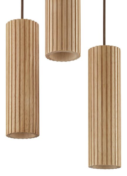 Brilliant Závesné svietidlo Lakewood, hnedé, drevo, Ø 28 cm, 3-pl., Svetlé drevo, Obývacia izba / jedáleň, Drevo, Moderný