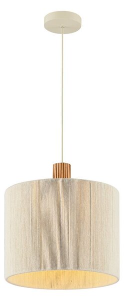 Brilliant Závesné svietidlo Arlo, béžové, textil/drevo, Ø 35 cm, 1-pl., Krémová / jantárovo žltá, Obývacia izba / jedáleň, Textil / látka / hodváb, Moderný