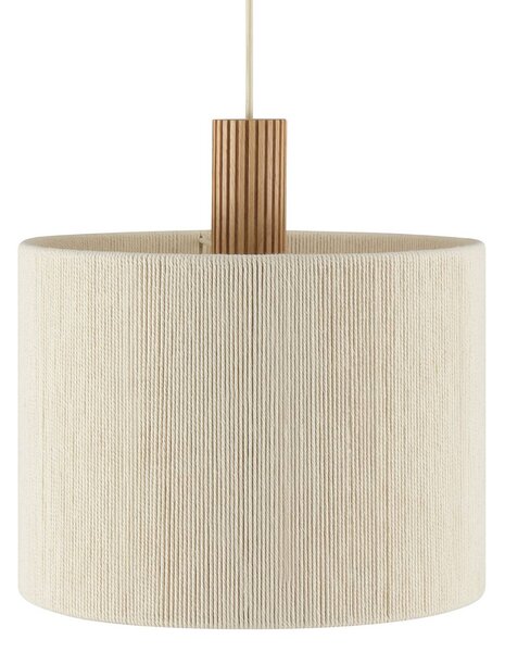 Brilliant Závesné svietidlo Arlo, béžové, textil/drevo, Ø 35 cm, 1-pl., Krémová / jantárovo žltá, Obývacia izba / jedáleň, Textil / látka / hodváb, Moderný