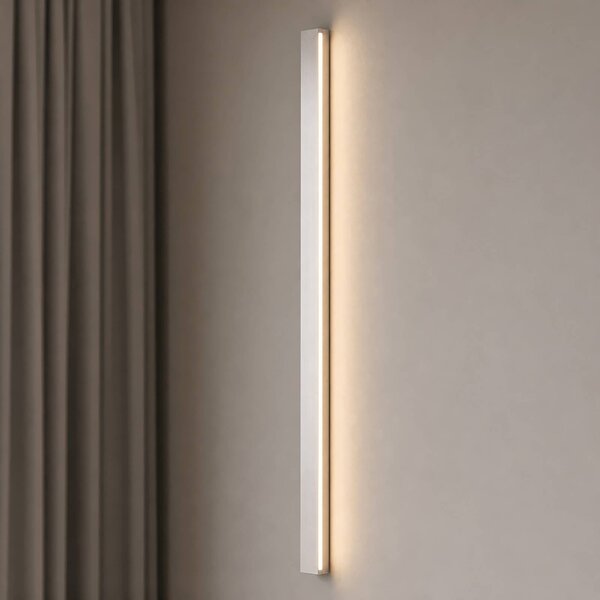 Lucande LED nástenné svetlo Kinsley, 90 cm, niklová, stmievateľné,, Hliník / sivá / zinok, Obývacia izba / jedáleň, kov, Moderný, Nástenné svietidlo