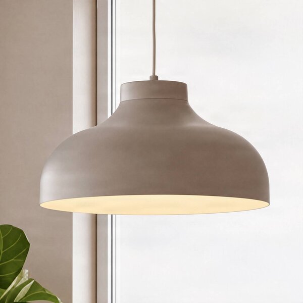 Luminex Závesné svietidlo Basca, béžové, kov, Ø 40 cm, E27, Krémová / jantárovo žltá, Obývacia izba / jedáleň, kov, Závesné svietidlo