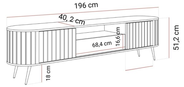 TV STOLÍK LAMBERT S POSUVNÝMI DVERAMI DUB CREMONA 196 cm