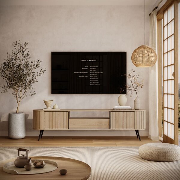 TV STOLÍK LAMBERT S POSUVNÝMI DVERAMI DUB CREMONA 196 cm