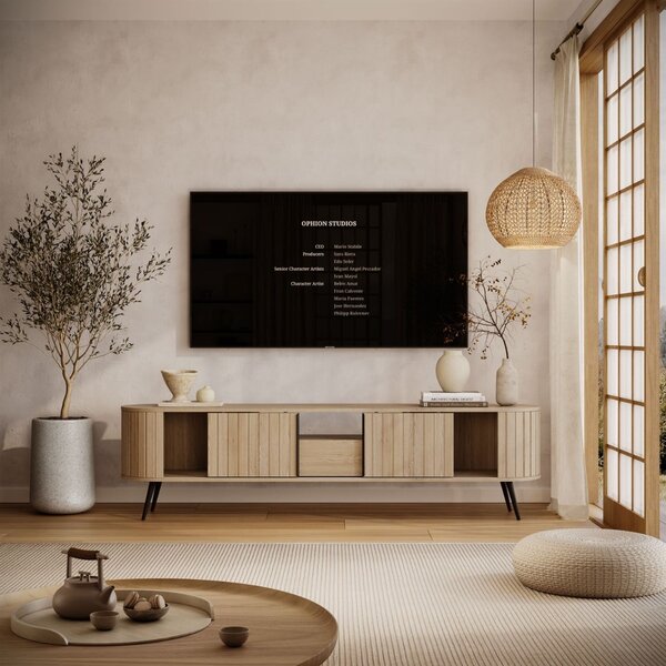 TV STOLÍK LAMBERT S POSUVNÝMI DVERAMI DUB CREMONA 196 cm