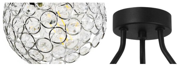Stropné svietidlo Crystal Trio, 3x strieborné krištáľové tienidlo