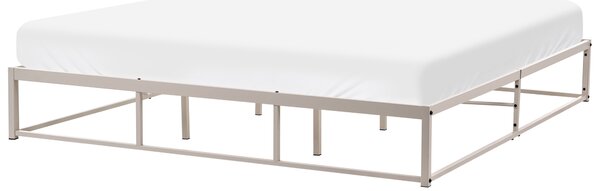 Posteľ svetlobéžová kovová 180 x 200 cm posteľný rám bez čela s roštom industriálny moderný štýl