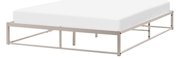 Posteľ svetlobéžová kovová 140 x 200 cm posteľný rám bez čela s roštom industriálny moderný štýl