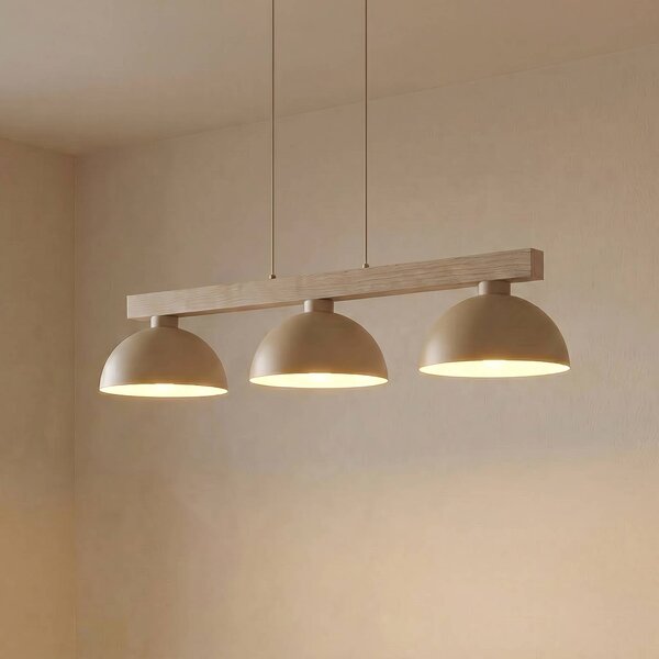 TK Lighting Závesné svietidlo Oslo, pieskovej farby, 3-pl., dĺžka 118 cm, E27, Krémová / jantárovo žltá, Obývacia izba / jedáleň, kov, Moderný, Závesné svietidlo