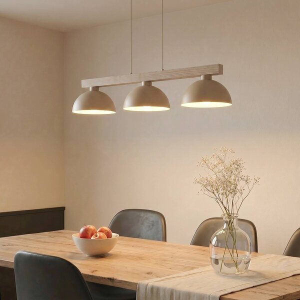 TK Lighting Závesné svietidlo Oslo, pieskovej farby, 3-pl., dĺžka 118 cm, E27, Krémová / jantárovo žltá, Obývacia izba / jedáleň, kov, Moderný, Závesné svietidlo