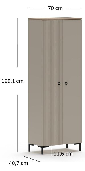 NovýNábytok.sk Šatníková skriňa Demandaron 3 (taupe + dub silverjack) . Akcia -21%. Vlastná spoľahlivá doprava až k Vám domov. 1116805
