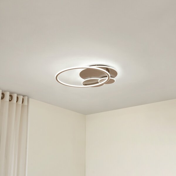 Stropné Lampa Lucande, Circulo, stmievateľné, Hnedá / Hrdzavá, Obývacia izba, Kov, Moderný