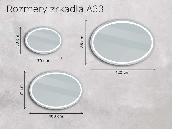 Oválné zrkadlo s LED osvetlením A33