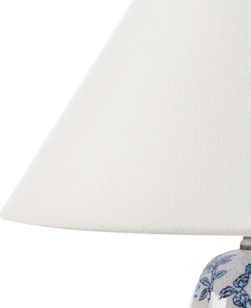 Stolná lampa biela modrá porcelánový podstavec ľanové tienidlo kvetinový vzor osvetlenie obývacia izba spálňa